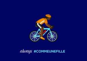#LikeAGirl 2.5_Postcard_Girl Emoji Biker_FR