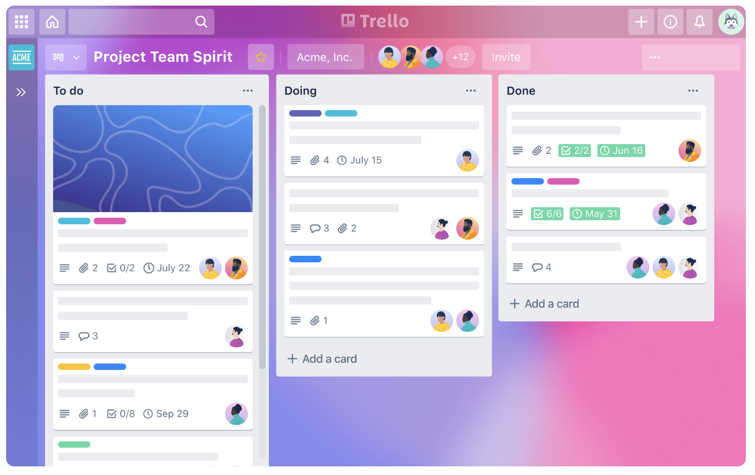 Trello tool for communication plans for We Are COM