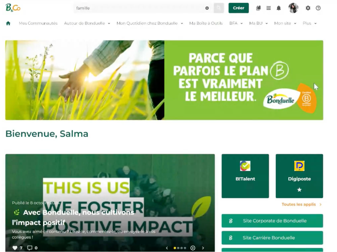 Intranet - exemple du groupe Bonduelle pour We Are COM
