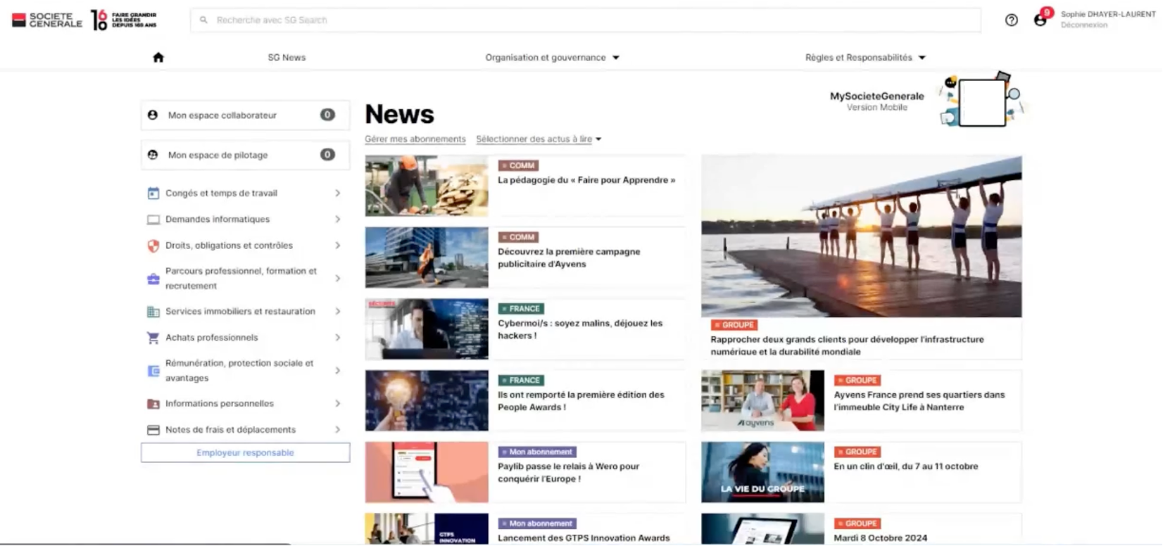 Intranet - exemple de la société générale pour We Are COM