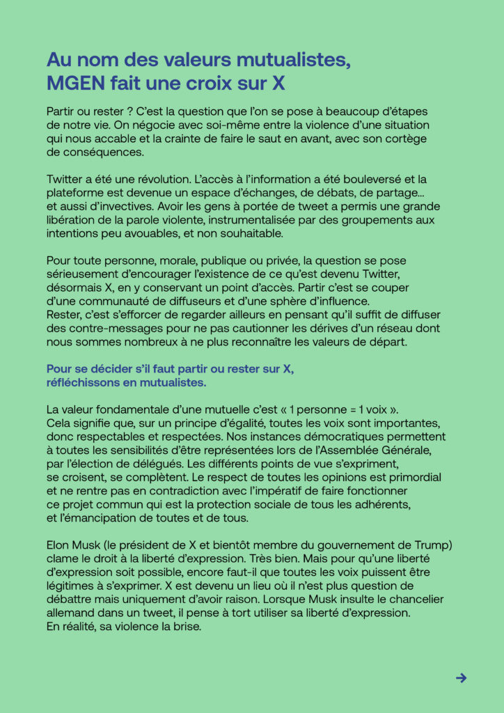 MGEN quitte X