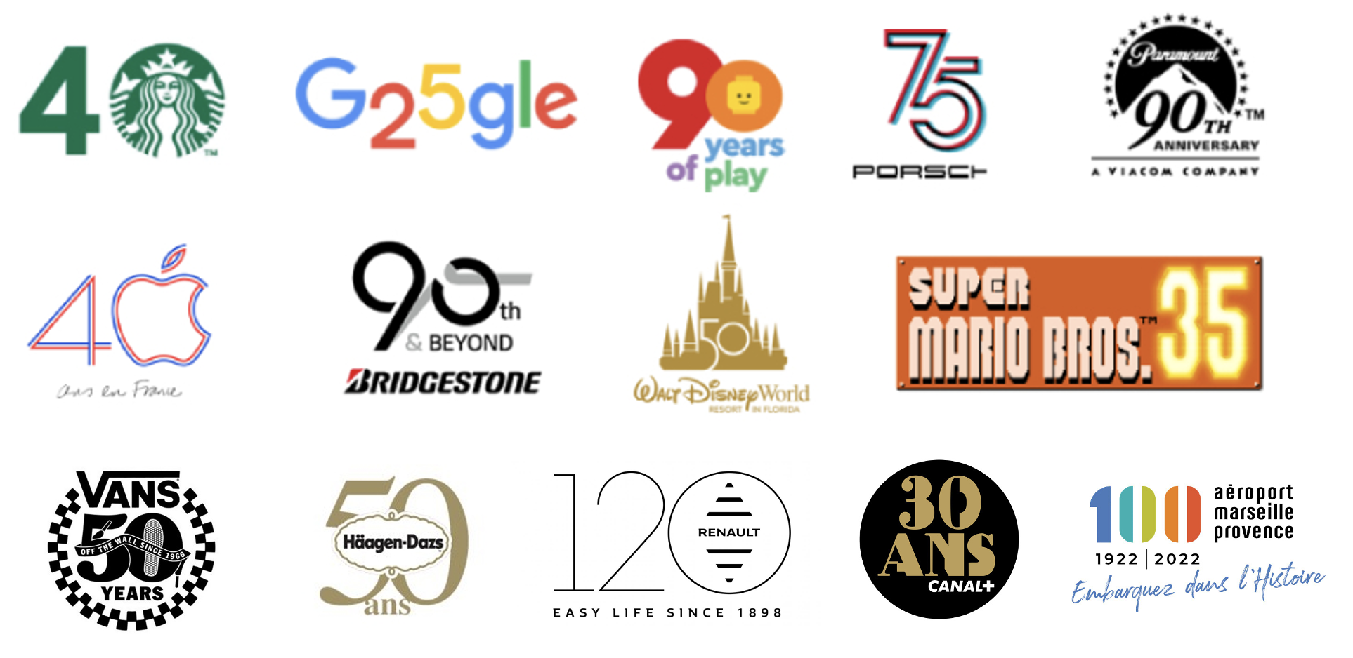 Logos spéciaux anniversaire de marque