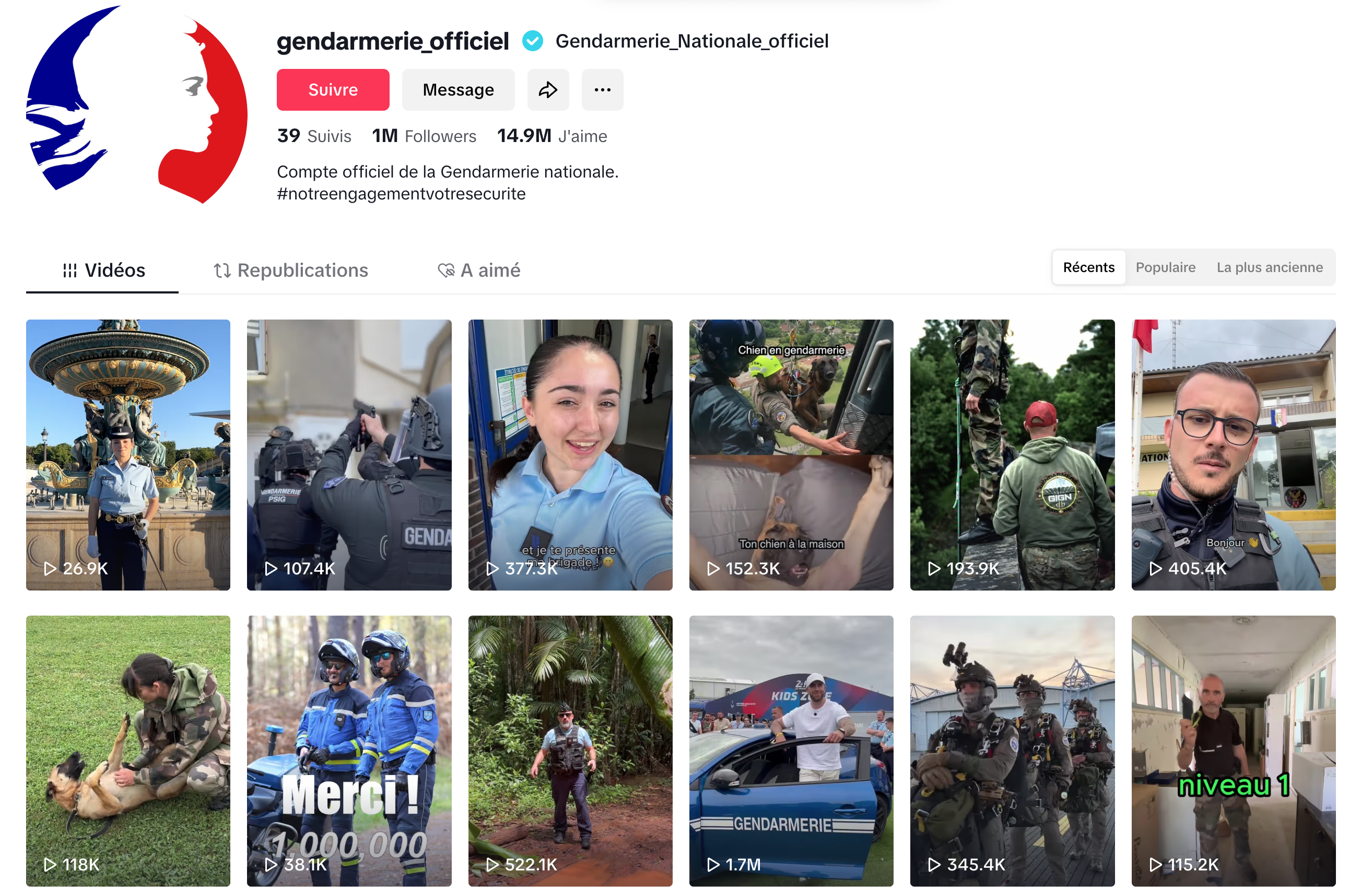 Tiktok gendarmerie nationale