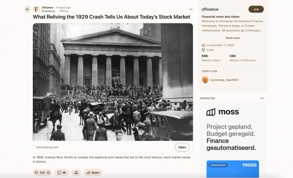 Bloomberg on Reddit - brand example on Reddit