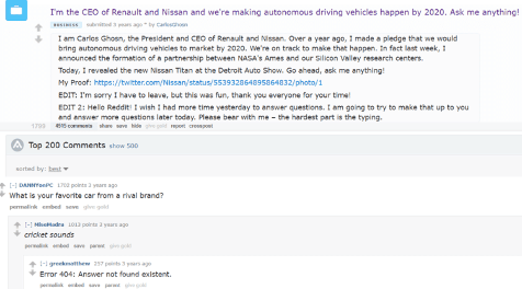 Renault on Reddit - brand example on Reddit