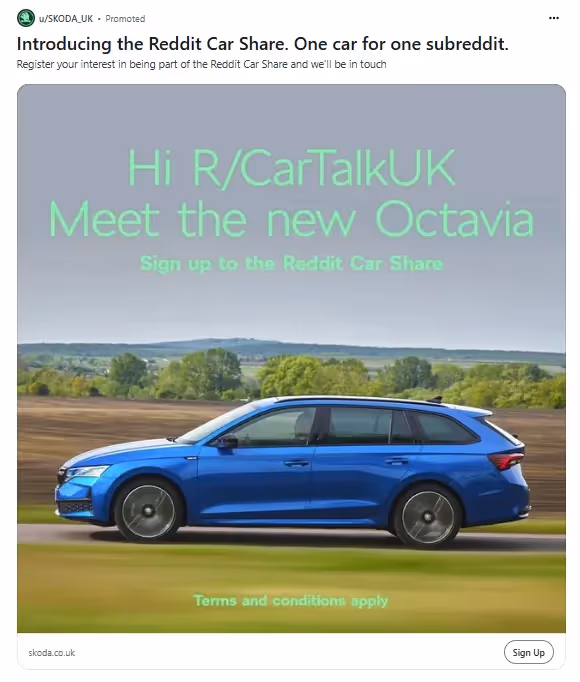 SKODA on Reddit - brand example on Reddit