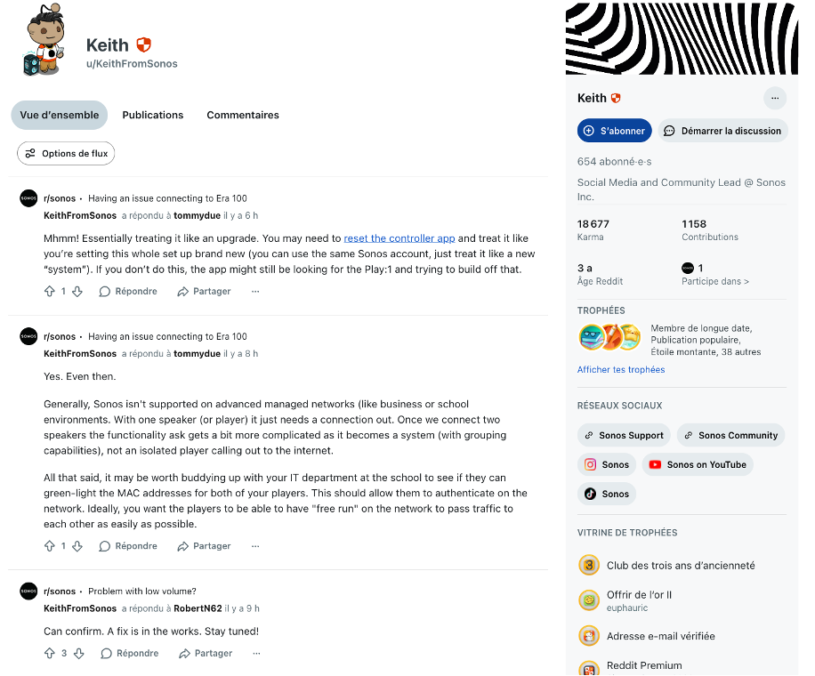 SONOS on Reddit - brand example on Reddit