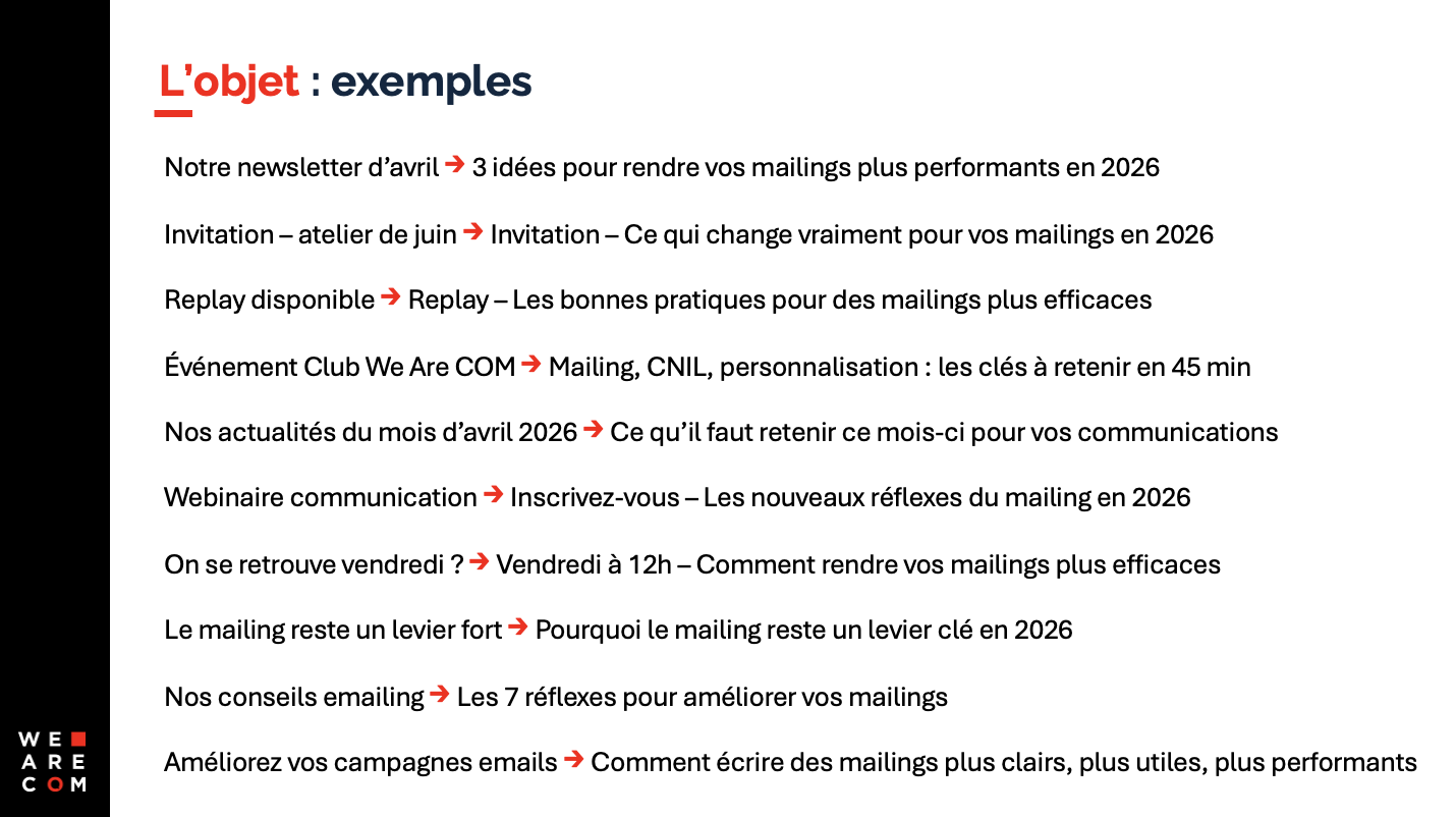 exemple mailings objets efficaces
