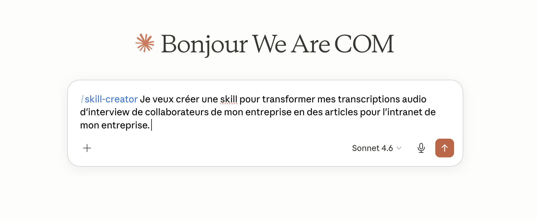 capture d'écran d'une requete avec le skills creator de claude IA