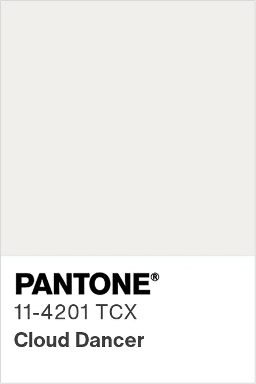Pantone désigne pour la première fois de son histoire un blanc comme couleur de l'année : Cloud Dancer (PANTONE 11-4201), un blanc apaisant, un symbole de reset et de calme dans un monde saturé. 
