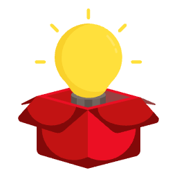 illustration d'une ampoule qui sort d'une boite rouge pour illustrer l'inspiration